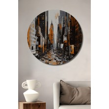 Teona Ahşap New York Sokakları Ahşap Mdf Dekoratif Ev/işyeri Duvar Tablo Yuvarlak Ev/işyeri Duvar Tablo