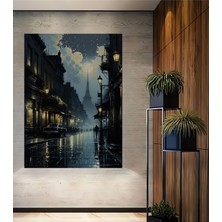 Teona Ahşap Paris Sokakları Gece Manzarası Dekoratif Ahşap Mdf Tablo Dikdörtgen Tablo