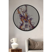 Teona Ahşap Çerçeve Görünümlü Gitar Sanat Ahşap Mdf Dekoratif Işyeri Duvar Tablo Yuvarlak Işyeri Duvar Tablo