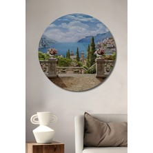 Teona Ahşap Amalfi Sahili Manzarası Ahşap Mdf Dekoratif Ev/işyeri Duvar Tablo Yuvarlak Ev/işyeri Duvar Tablo