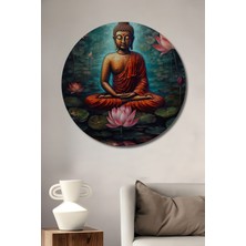 Teona Ahşap Buda Nilüfer Çiçeği Dekoratif Ahşap Mdf Ev/işyeri Duvar Tablo Yuvarlak Ev/işyeri Duvar Tablo
