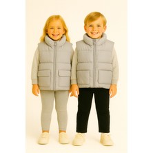 Erkek Çocuk Şişme Yelek Fermuarlı Gri