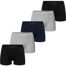 Vien&Karl Erkek Düz Likralı Boxer Şort Siyah Gri Lacivert Paket 5’li Modern Tasarım