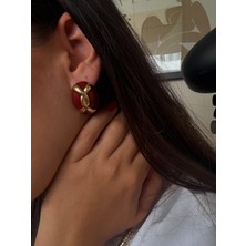 Junsui Accessories Lyre Küpe - Bordo