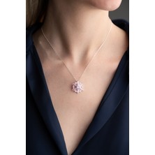 Famira 925 Ayar Gümüş Pembe Oval Zirkon Taşlı Lotus