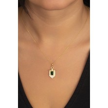 Famira 925 Ayar Zümrüt Baget Taşlı Gümüş Kolye