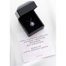 Famira 925 Ayar Gümüş Işıklı Kutu Lila Lotus Çiçeği Kolye