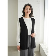 Mutlu City Kadın Orta Yaş ve Üzeri Saç Örgülü Fit Kalıp Triko Örgü Anne Yelek 1178