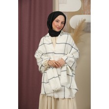 Mim Eşarp ve Şal Çift Taraflı Çizgili Kışlık Omuz Şalı