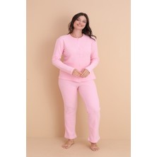 Wordex MR-8451 Boydan Düğmeli Yumuşacık Kumaşlı Kışlık Kadın Pijama Takımı