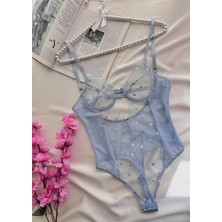 Nivolia Douce Kalp Işlemeli Tül Bodysuit