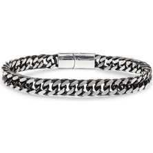 Moncuk Design Çift Sıra Otantik Çelik Zincir Bileklik 33515B2D2