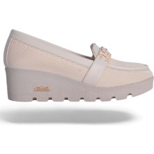 Moda Ayakkabı23 Moda Ayakkabı Esracan 2155 Krem Kadın Babet Ayakkabı