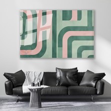 Artarilion Cam Yatay Duvar Tablosu Cam Yesil Pembe Cizgiler Ev Ofis Salon Modern Duvar Tablosu