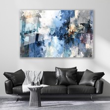 Artarilion Cam Yatay Duvar Tablosu Cam Soyut Mavi Tonlari Ev Ofis Salon Modern Duvar Tablosu
