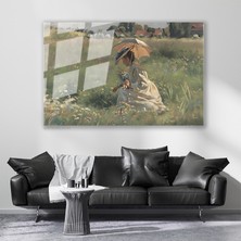 Artarilion Cam Yatay Duvar Tablosu Cam Vintage Semsiyeli Kadin Ev Ofis Salon Modern Duvar Tablosu