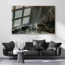 Artarilion Cam Yatay Duvar Tablosu Cam Firtinali Deniz Ev Ofis Salon Modern Duvar Tablosu