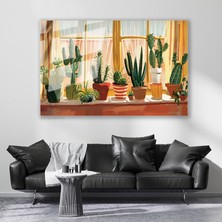 Artarilion Cam Yatay Duvar Tablosu Cam Saksidaki Kaktusler Ev Ofis Salon Modern Duvar Tablosu