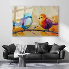 Artarilion Cam Yatay Duvar Tablosu Cam Renkli Kuslar Ev Ofis Salon Modern Duvar Tablosu