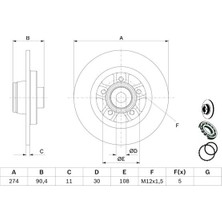 Bosch Fren Dıskı Arka Mercedes Cıtan W415 13 21 . Renault Kangoo Iı 08 274X11X5DL Rulmanlı