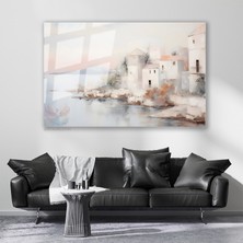 Artarilion Cam Yatay Duvar Tablosu Cam Soyut Sahil Kasabasi Ev Ofis Salon Modern Duvar Tablosu