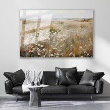 Artarilion Cam Yatay Duvar Tablosu Cam Vintage Papatyalar Ev Ofis Salon Modern Duvar Tablosu