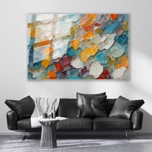 Artarilion Cam Yatay Duvar Tablosu Cam Renkli Firca Darbeleri4 Ev Ofis Salon Modern Duvar Tablosu