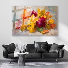 Artarilion Cam Yatay Duvar Tablosu Cam Sonbahar Yapraklari3 Ev Ofis Salon Modern Duvar Tablosu