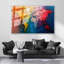 Artarilion Cam Yatay Duvar Tablosu Cam Renkli Dunya Haritasi Ev Ofis Salon Modern Duvar Tablosu
