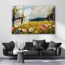 Artarilion Cam Yatay Duvar Tablosu Cam Cicek BAHCESI66 Ev Ofis Salon Modern Duvar Tablosu