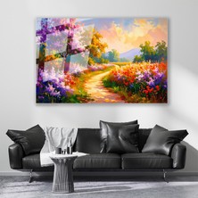 Artarilion Cam Yatay Duvar Tablosu Cam Ilkbahar Manzarasi Ev Ofis Salon Modern Duvar Tablosu