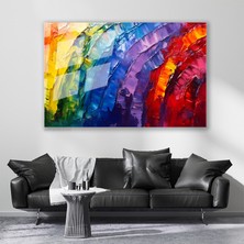 Artarilion Cam Yatay Duvar Tablosu Cam Renkli Firca Darbeleri6 Ev Ofis Salon Modern Duvar Tablosu