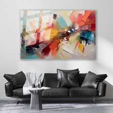 Artarilion Cam Yatay Duvar Tablosu Cam Renkli Firca Darbeleri2 Ev Ofis Salon Modern Duvar Tablosu