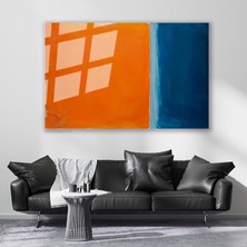 Artarilion Cam Yatay Duvar Tablosu Cam Soyut Mavi Turuncu Ev Ofis Salon Modern Duvar Tablosu