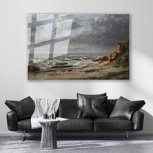 Artarilion Cam Yatay Duvar Tablosu Cam Dalgali Deniz Manzarası Ev Ofis Salon Modern Duvar Tablosu