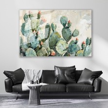 Artarilion Cam Yatay Duvar Tablosu Cam Yesil Kaktusler Ev Ofis Salon Modern Duvar Tablosu