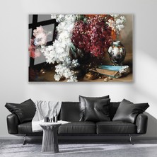 Artarilion Cam Yatay Duvar Tablosu Cam Vintage Cicekler Ev Ofis Salon Modern Duvar Tablosu