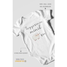 Morivo Kids Teyzesinin Minik Kuzusu Baskılı Bebek Zıbını – Çıtçıtlı Body 8 Renk | %100 Pamuk Kısa Kol