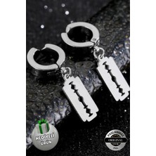 Lynare Sıkıştırmalı Deliksiz Jilet Model Sallantılı Erkek Çelik Küpe 1 Adet