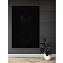 Teona Ahşap Çerçeve Görünümlü Kara Panter Ahşap Mdf Dekoratif Ev Duvar Tablo Dikdörtgen Ev Duvar Tablo