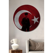 Teona Ahşap Atatürk Türk Bayrağı Ahşap Mdf Dekoratif Ev/işyeri Duvar Tablo Yuvarlak Ev/işyeri Duvar Tablo