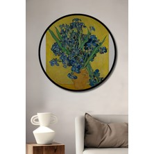 Teona Ahşap Çerçeve Görünümlü Van Gogh Ayçiçekleri Dekoratif Ahşap Mdf Ev Duvar Tablo Yuvarlak Ev Duvar Tablo