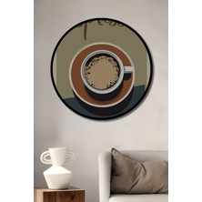 Teona Ahşap Çerçeve Görünümlü Espresso Kahve Dekoratif Ahşap Mdf Ev Duvar Tablo Yuvarlak Ev Duvar Tablo