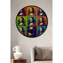 Teona Ahşap Çerçeve Görünümlü Pop Art Mona Lisa Dekoratif Ahşap Mdf Ev Duvar Tablo Yuvarlak Ev Duvar Tablo