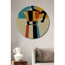 Teona Ahşap Renkli Moka Pot Soyut Ahşap Mdf Dekoratif Ev/işyeri Duvar Tablo Yuvarlak Ev/işyeri Duvar Tablo