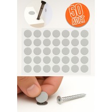 Trend Kulp Yapışkanlı Yapıştırma Vida Tapası Tıpası Gri Vida Kapatıcı Kapağı (50 Adet)