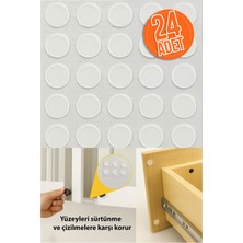 Trend Kulp 24’lü 18MM Yapışkanlı Şeffaf Silikon Ses Stoperi, Dolap Çekmece Tamponu Kaydırmaz Cam Masa Altlığı