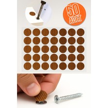 Trend Kulp Yapışkanlı Yapıştırma Vida Tapası Tıpası Antik Çam Vida Kapatıcı Kapağı (50 Adet)