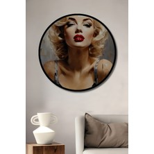 Teona Ahşap Çerçeve Görünümlü Marilyn Monroe Dekoratif Ahşap Mdf Ev Duvar Tablo Yuvarlak Ev Duvar Tablo