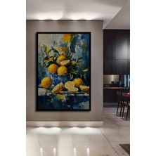 Teona Ahşap Çerçeve Görünümlü Turuncu Çiçekleriyle Parlak Narenciye Ahşap Mdf Dekoratif Tablo Dikdörtgen Tablo